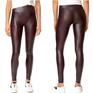 SPANX Faux Leather Leggings- Burgundy Red